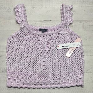 Aqua Womens Cotton Eyelet Tank Top In LAVENDER